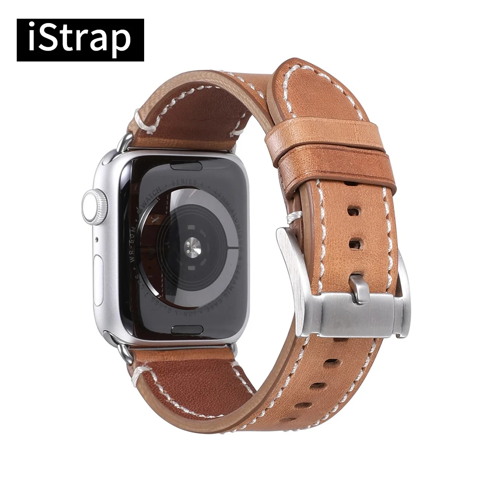Ремешок iStrap из натуральной телячьей кожи iWatch Band 42 мм 38 мм/44 40 для Apple Watch Series 4 3 2 1