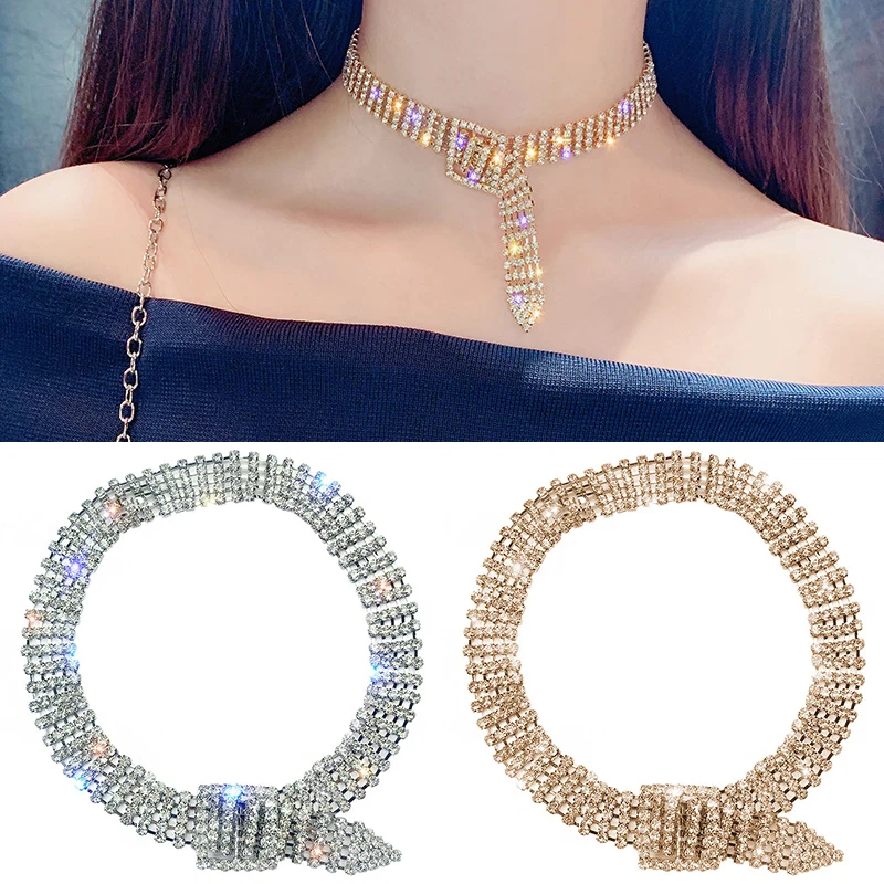 Модное сексуальное блестящее изящное женское ожерелье роскошная панковская