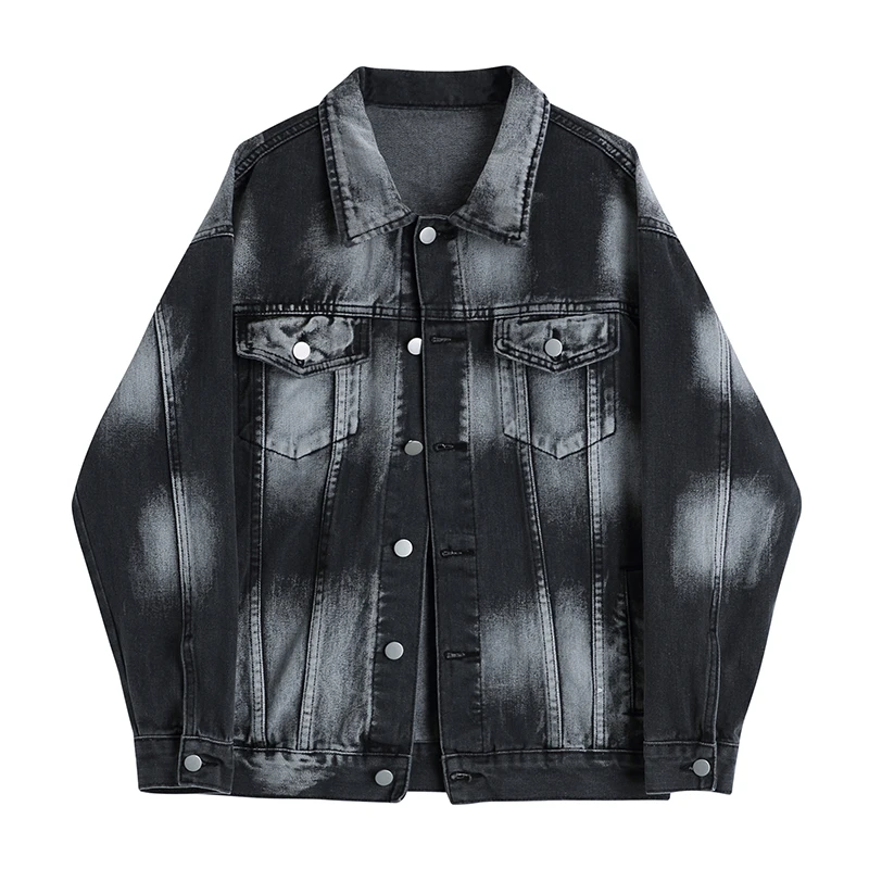 

Tie-dye Printed Denim Jacket Men's and Women's Autumn Korean Fashion Style Old Washed Jacket Tops
