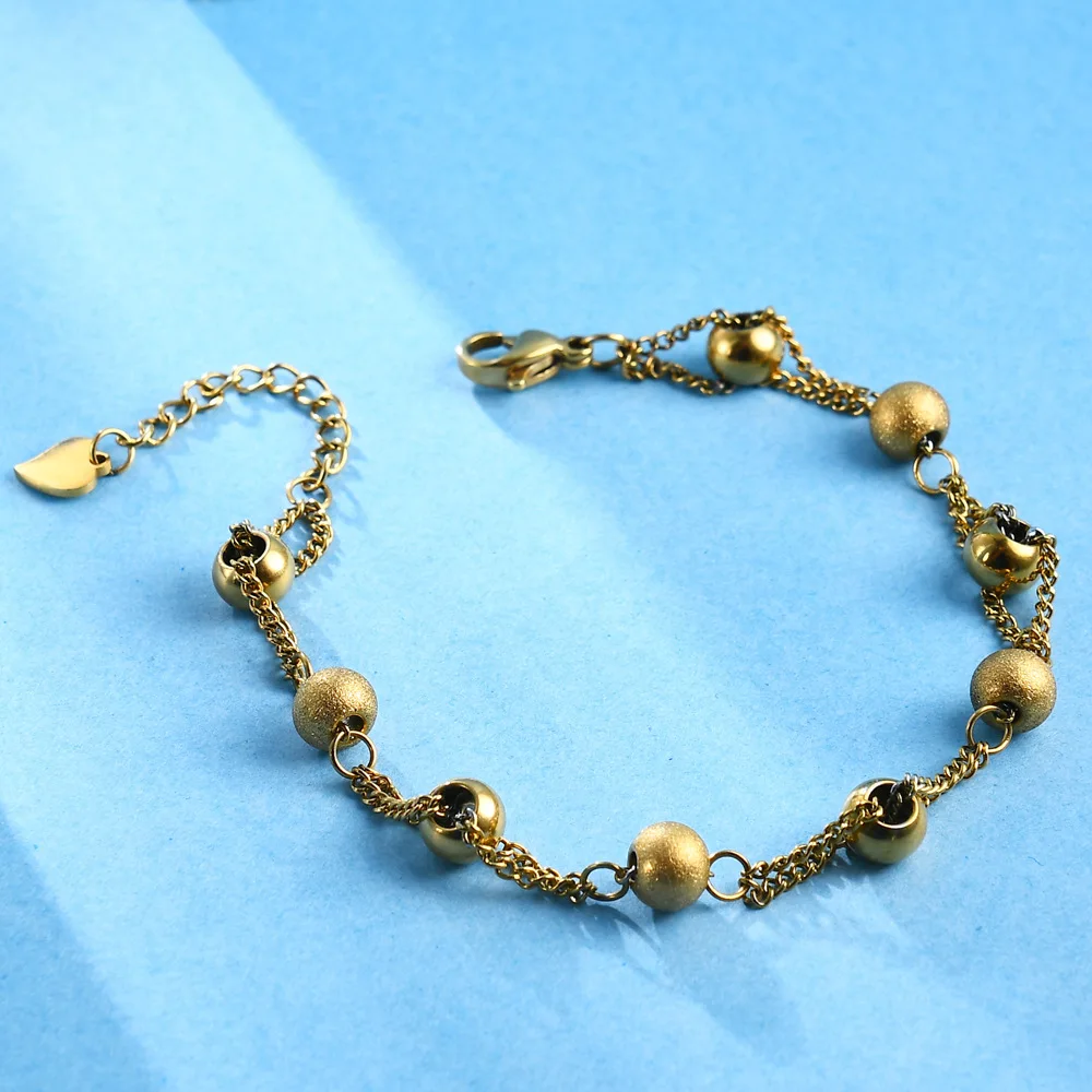 Браслет женский матовый из бусин и нержавеющей стали Ювелирное Украшение