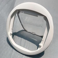 pet door dog round shape moderate door 4 ways lock lockable acrylic metal material white and transparent door pet products