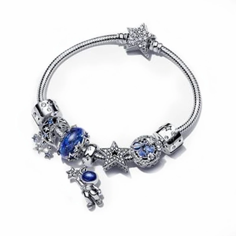 

2021 New Sterling Silver Star Jewellry Set Handmade Beads Charms Fit Original Pandora Bracelets Making Luxury Fine Jewelry Women