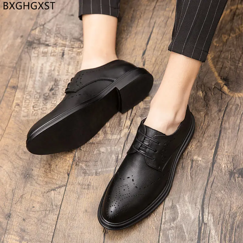 Formal Men Oxford Shoes Platform Dress Shoes for Men Stylish Chunky Derby Shoes Men Chaussure Homme Cuir Zapatillas Hombre обувь images - 6