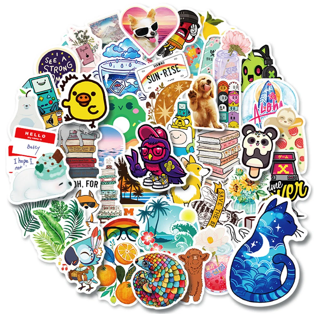 

10/30/50PCS Leaves Fresh Stickers Ins Wind Cute Cartoon Girl Stickers Student Hand Account Stickers Children Stickers Wholesale