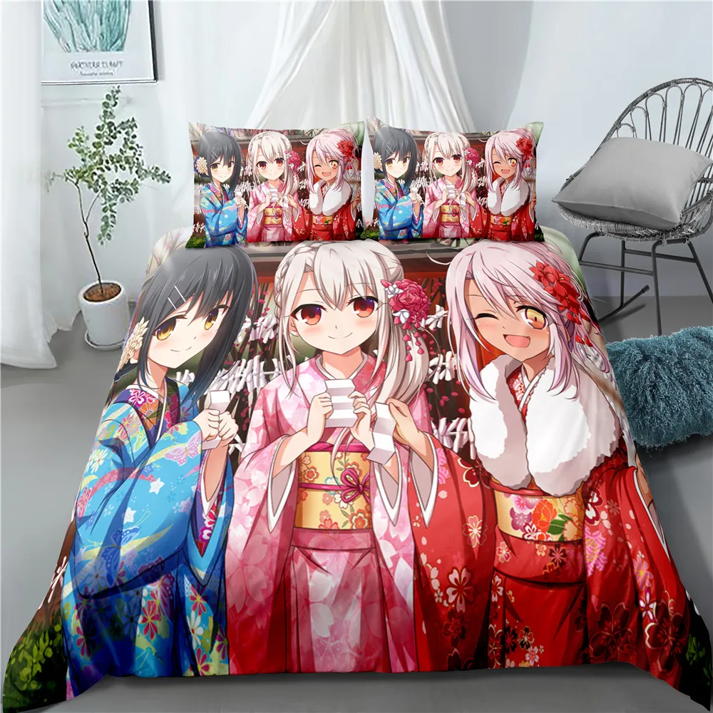 

Design 3D Anime Fate Stay Night Bedding Set With Pillowcase Cute Bed Linen Duvet Covers For Kids Custom Decor Home Textile