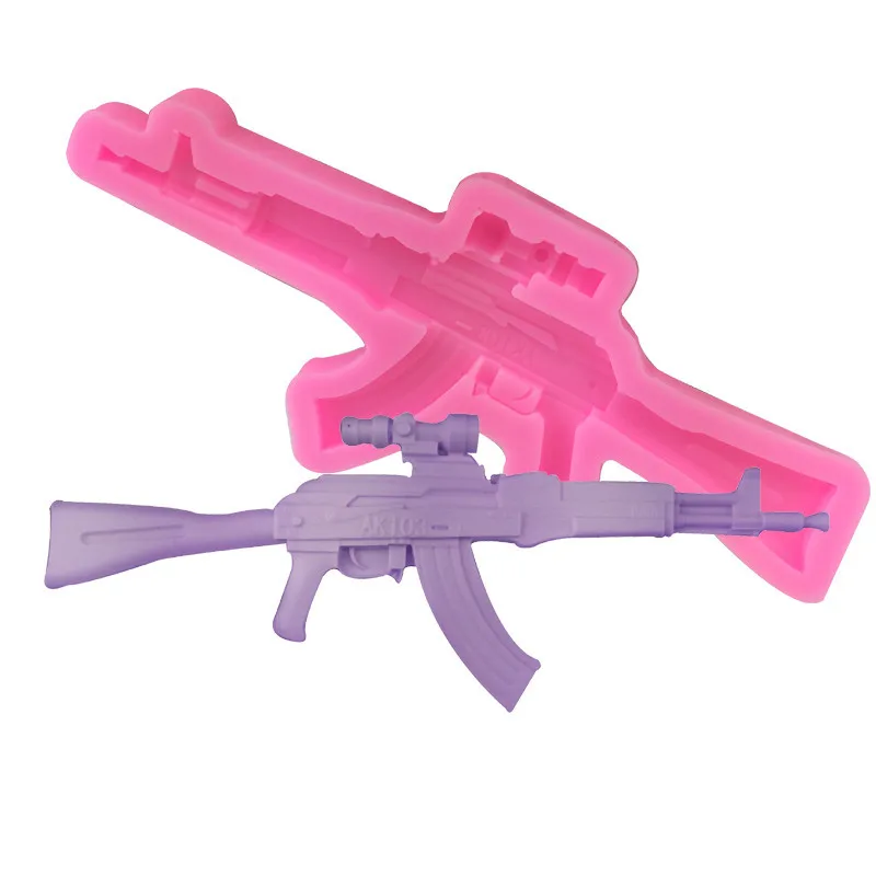 DIY пистолет AK форма пистолета помадное мыло 3D торт Силиконовая Форма Кекс желе