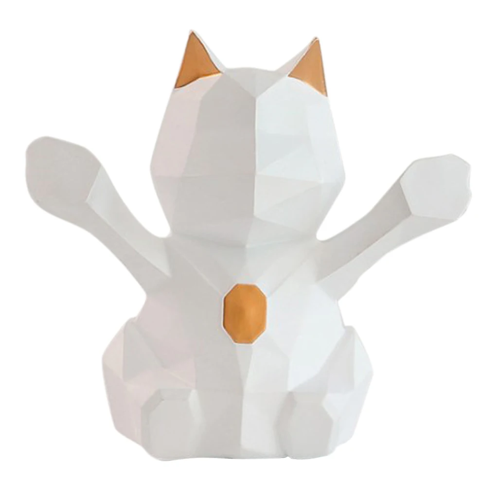 3D смолы Lucky Cat украшения геометрический фигурка кошки на удачу днем Лаки статуя
