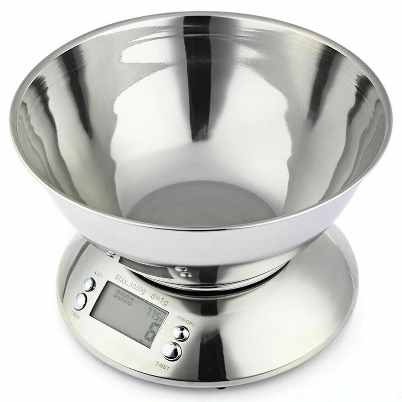 

Stainless Steel Kitchen Scale 5kg Electronic Scale Kitchen Food Balance Cuisine Precision Digital Scale With Bowl Cook Tool