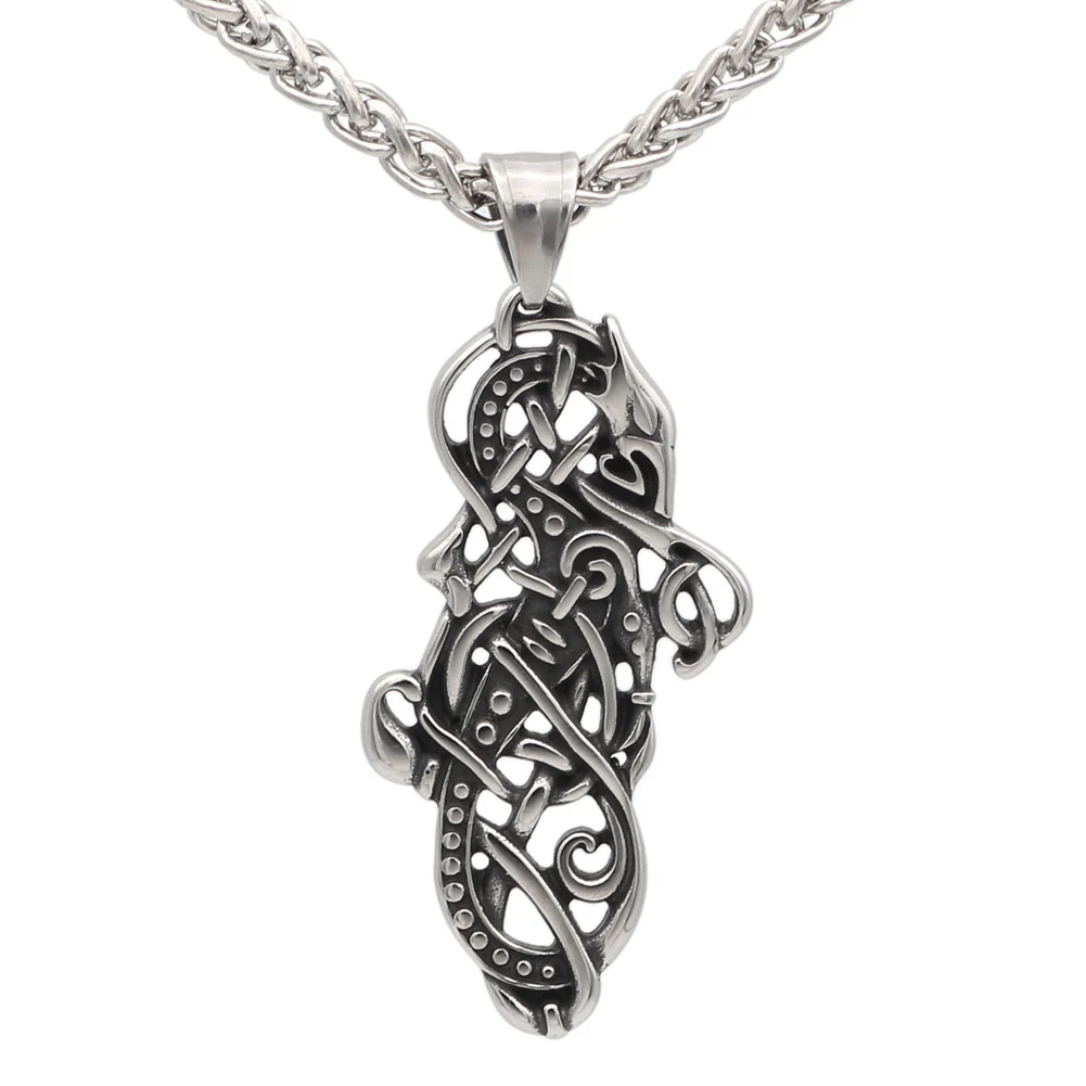 Men Stainless Steel Norse viking Amulet Wolf Ornament Animal Jewelry Pendant Necklace | Украшения и аксессуары