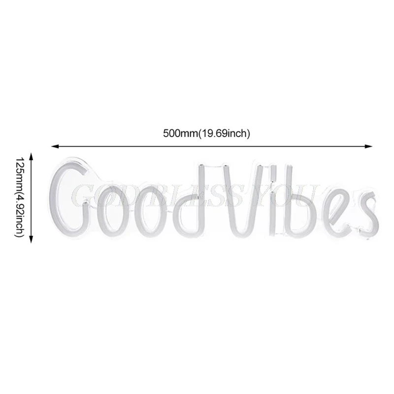 

Neon Light Sign LED Good Vibes Night Lights USB Operated Decorative 19.6" x 4.9" Drop Shipping