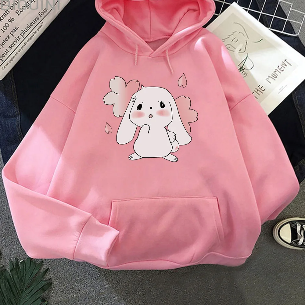 Hoodie Women Kawaii Clothing Aesthetic Cute Wram Long Sleeve Clothes for Teens Anime Oversized Sweatshirt Japanese Girl Pink Top
