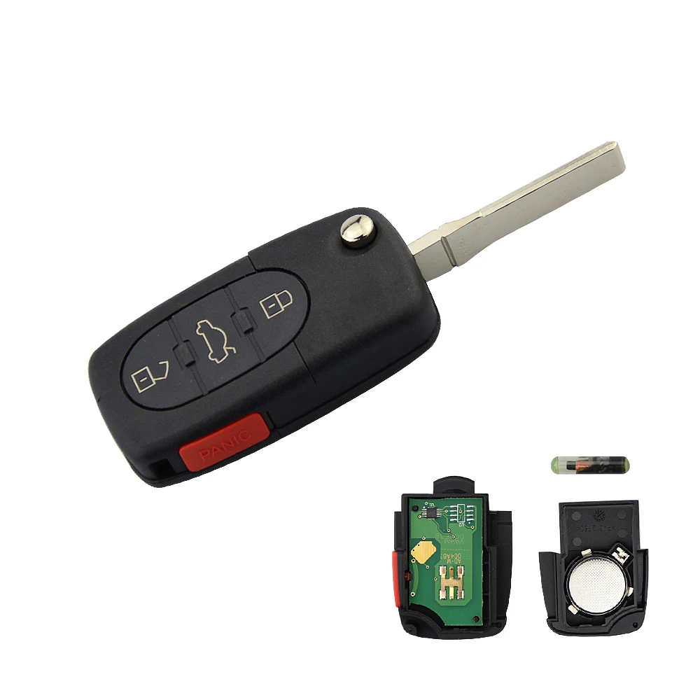 OkeyTech дистанционный ключ 315 МГц с чипом ID48 для Audi A4 A6 A8 S4 S6 S8 4 кнопки 4D0837231P Uncut HU66