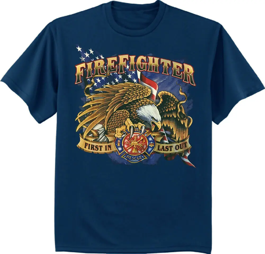 

Fire Dept First Responder Eagle Shield Firefighter Fireman Gift T-Shirt. Cotton O-Neck Short Sleeve Mens T Shirt New Size S-3XL