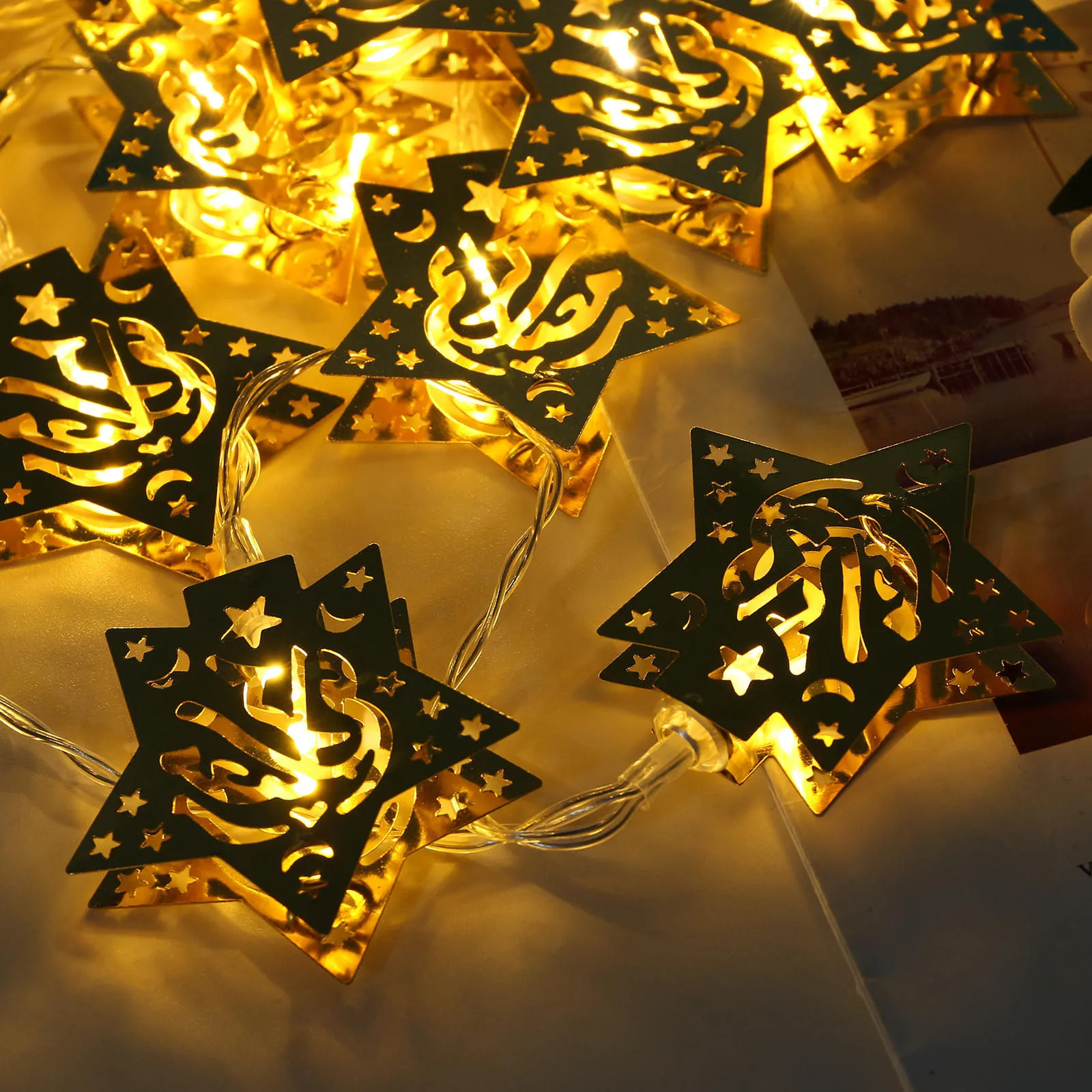 Светодиодный Шторы гирлянда светильник ИД Мубарак украшения на Рамадан Ислам