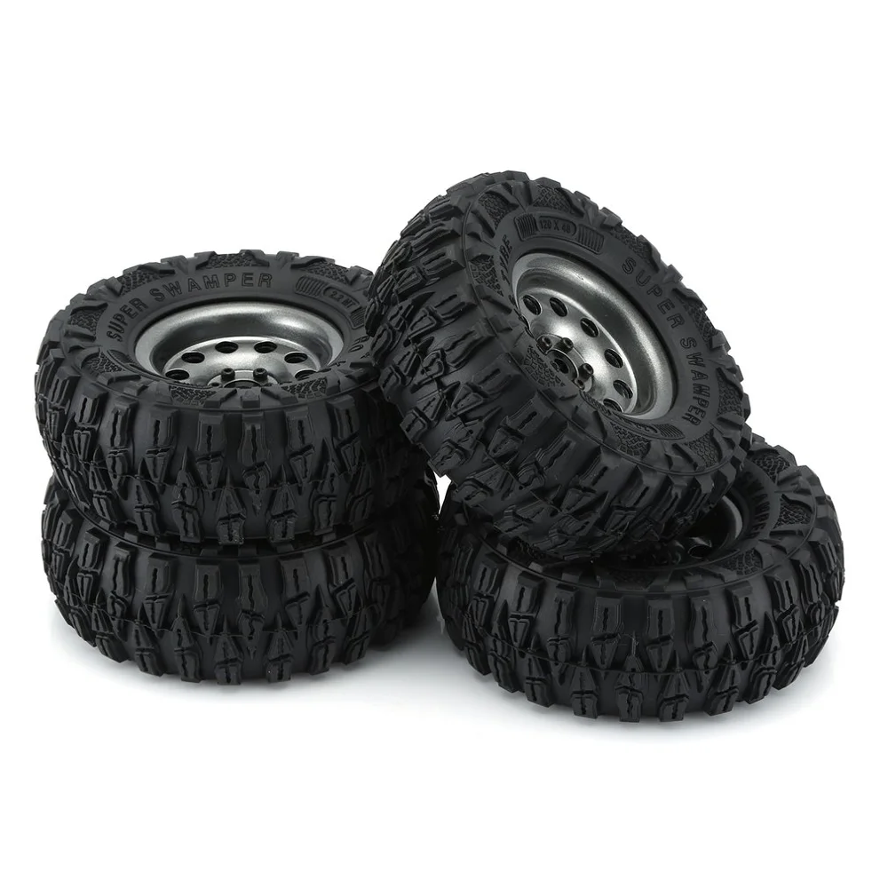 

4PCS Metal Climbing Rock Crawler Wheel Tires 2.2in Tyre Car Set with Wheel Rim Beadlock for 1/10 RC Crawler Car