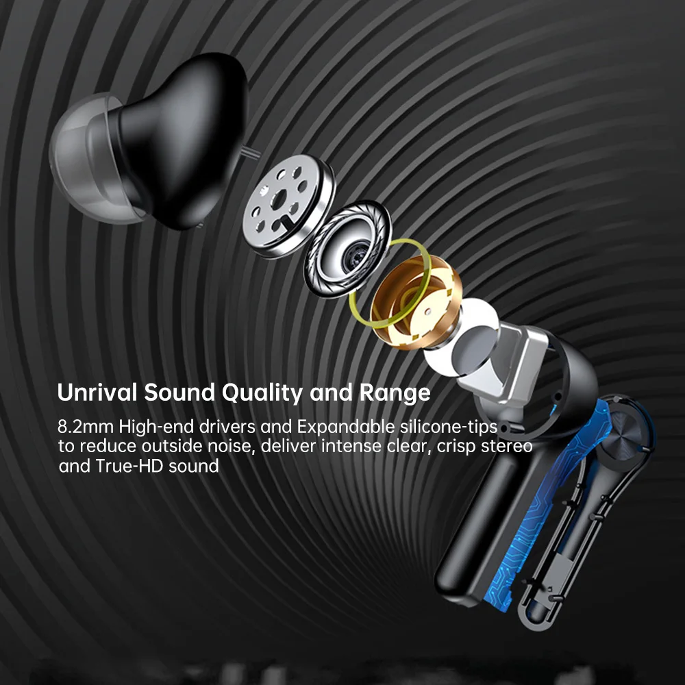 TWS Bluetooth спортивные наушники со светодиодным дисплеем беспроводные
