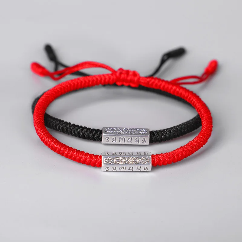 

Weave bracelet for mem Hand-woven Red String Bracelet Seiko Diamond Six-character Proverbs Bracelet Blessing King Kong knot