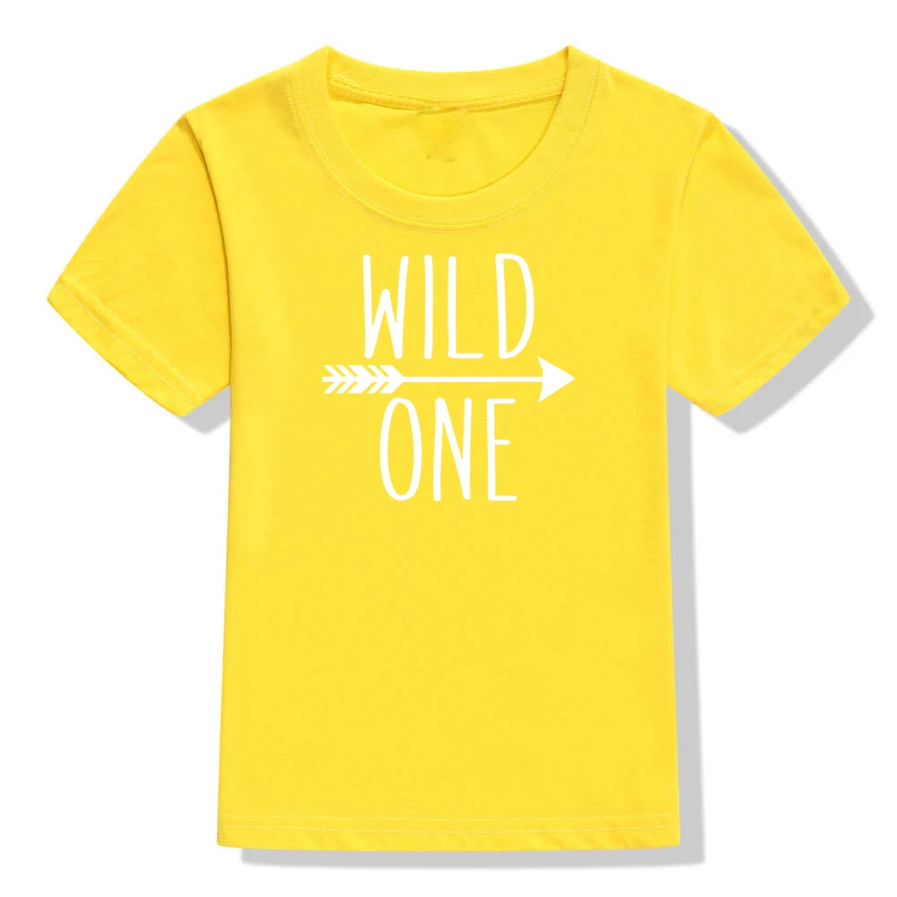 51J4-KSTYE- Wild One/детская футболка для первого дня рождения; Повседневная футболка для маленьких мальчиков и девочек; Детские забавные модные футболки с короткими рукавами; комплекты одежды - Цвет: 51J4-KSTYE-
