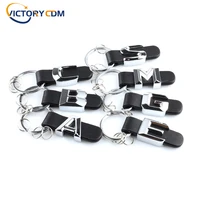 3d metal letter leather strap keychain for mercedes benz a b c d e g s class car keychain leather key rings