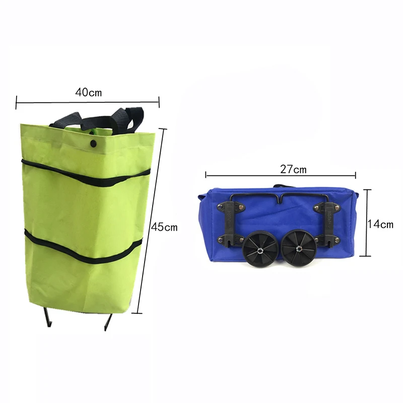 Foldable Shopping Cart with Wheels Portable Storage Basket Large Capacity Multifunction Collapsible Trolley Tug Bag Organizer | Дом и сад