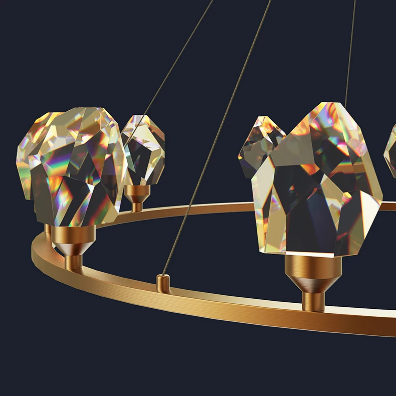 

LED Postmodern Crystal Copper Designer Round Chandelier Lighting Lustre Suspension Luminaire Lampen For Dinning Room