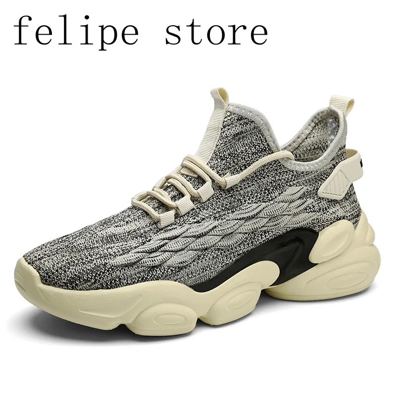 

Men's Sports Shoes New Fly Woven Mesh Breathable Shoes Comfortable Soft Rubber Sole Wear-Resistant Trend All-Match Sneakers