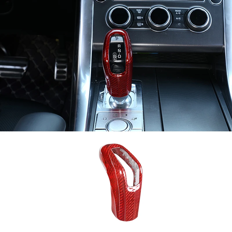 Car Accessorie Gear Shift Head Cover Trim For Jaguar E-PACE 2018-2019/For Range Rover Sport 2014-2020 Real Carbon Fiber Red 1Pcs
