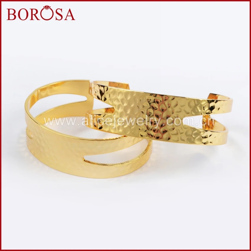 BOROSA 10 шт. золотой цвет полые латунные пустые зерна шаблон манжеты браслет