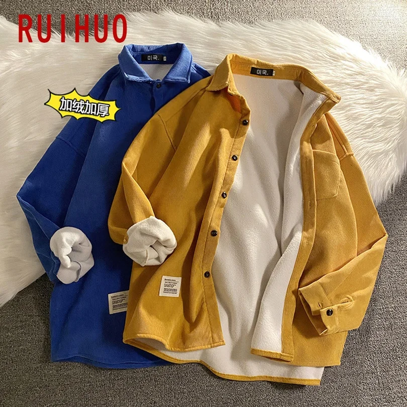 

Corduroy Shirts For Men Clothing Blouse Men Shirt Long Sleeve Flannel Shirt Men Fashion Vintage Clothes 2XL 2023 Spring