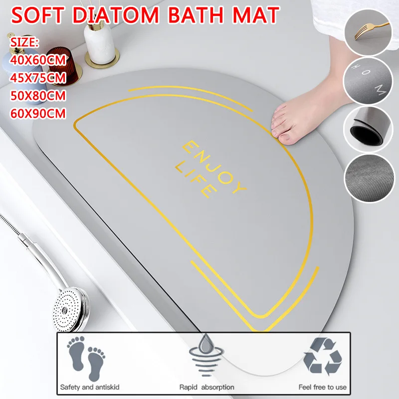 

Bathtub Non-slip Mats Bathroom Floor Rug Fashion Bath Mat Quick Drying Shower Soft Diatom Rugs Water Absorption Entrance Doormat