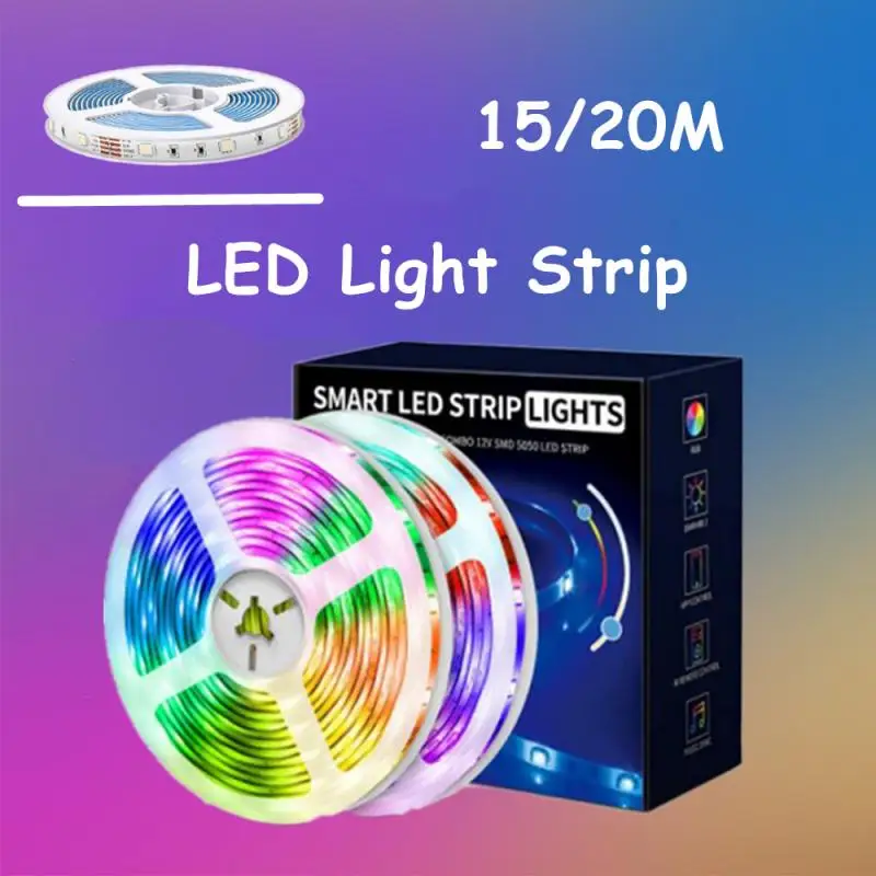 

15/20M RGB Bluetooth-Compatible LED Light Strip Smart App Controller Led Lamp String For Bedroom Home Christmas Decorative Light