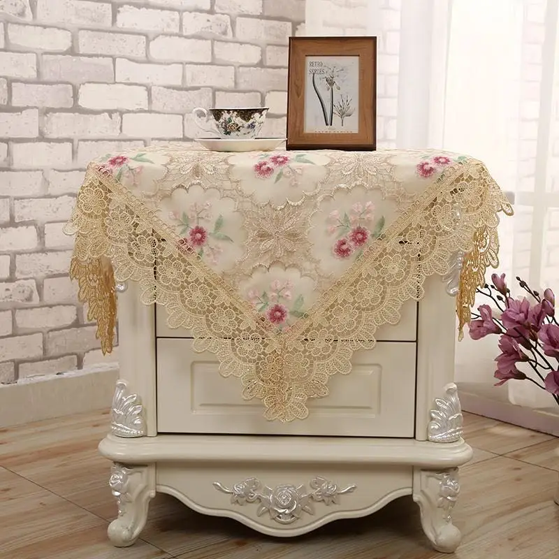 

Роскошная элегантная кружевная скатерть с вышивкой, круглая скатерть для свадебного стола, покрытие для телевизора, скатерти для чайного с...