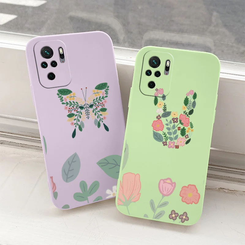

Cute Rabbit Plant Phone Case For Xiaomi Redmi Note 10 10S 9T 9 8 7 Pro Max Redmi 9 9A 9T K40 K30 K20 Pro Soft Back Cover Coque