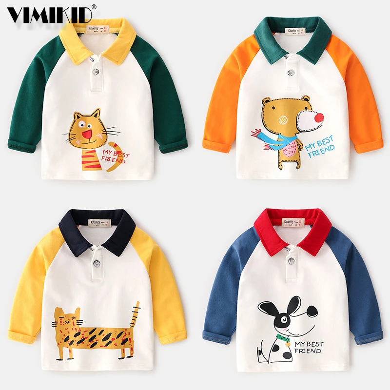 2019 Детская Поло осеннее рубашка хлопковая Футболка для мальчиков Топ детский