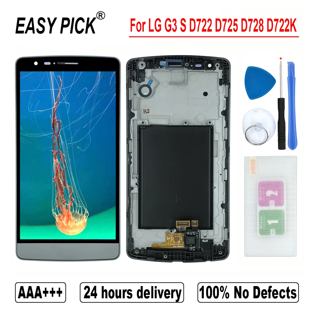 Для LG G3 S D722 D725 D728 D722K ЖК-дисплей Дисплей кодирующий преобразователь сенсорного экрана в сборе бесплатные инструменты для LG G3 мини