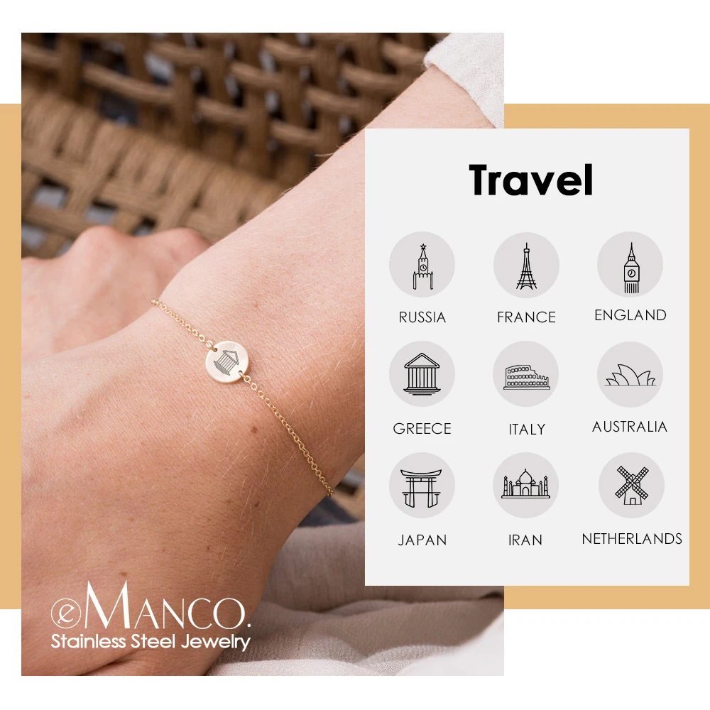 EManco оптовая торговля персонализированный пользовательский браслет для женщин