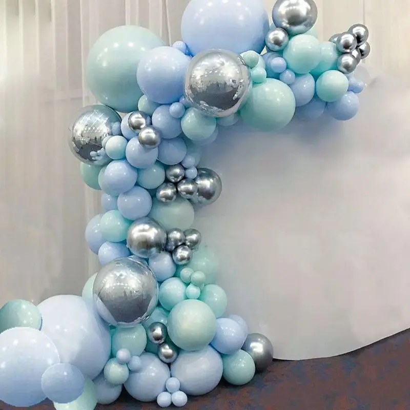 

Macaron Blue Mint Pastel Balloons Garland Arch Set 103pcs Ribbon DIY Birthday 667A