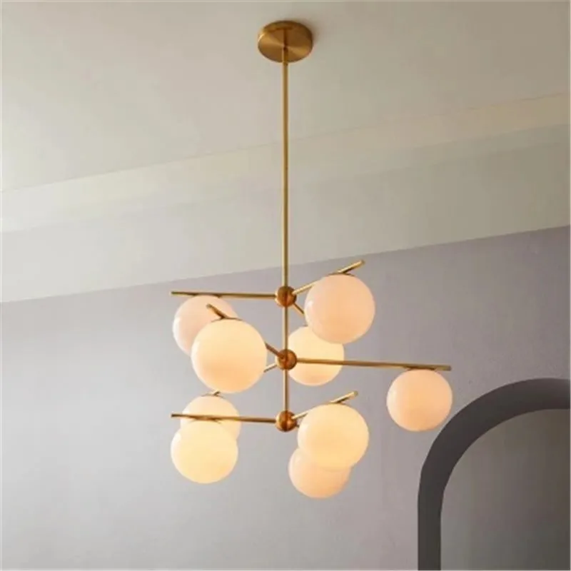 Creative Glass Magic Bean pendant Lamp Molecular Dining Room Simple Milk White Ball Droplight Pendant Light | Лампы и освещение