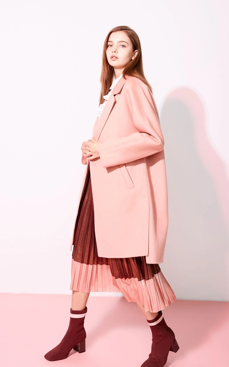 Vero Moda Женское шерстяное пальто средней длины со скрытыми пуговицами с отворотом на плече | 318427511