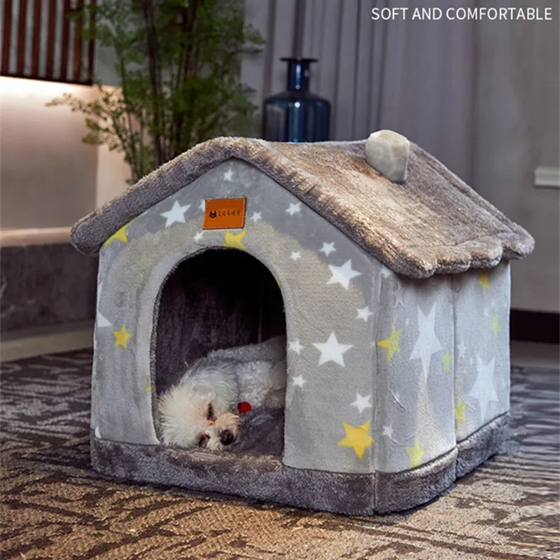 

Foldable Dog House Kennel Dog Bed Mat For Small Medium Dogs Winter Warm Teddy Chihuahua Cat Nest Pet Basket Puppy Cave Bed Sofa