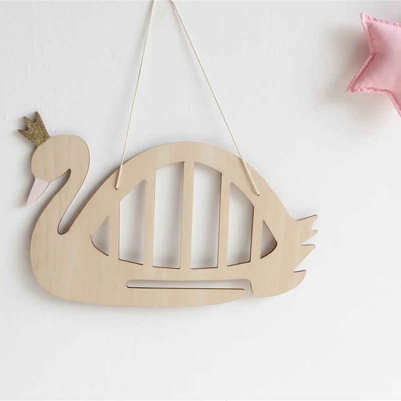 

Nordic Style Wood Swan Jewelry Storage Baby Hair Clips Holder Organizer Hanging Wall Ornaments Home Decor Photography Props