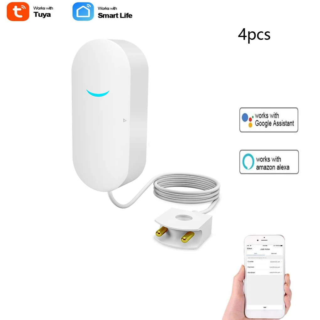 

Умный датчик утечки воды Tuya с Wi-Fi, совместим с приложением Tuyasmart/smart Life, простая установка