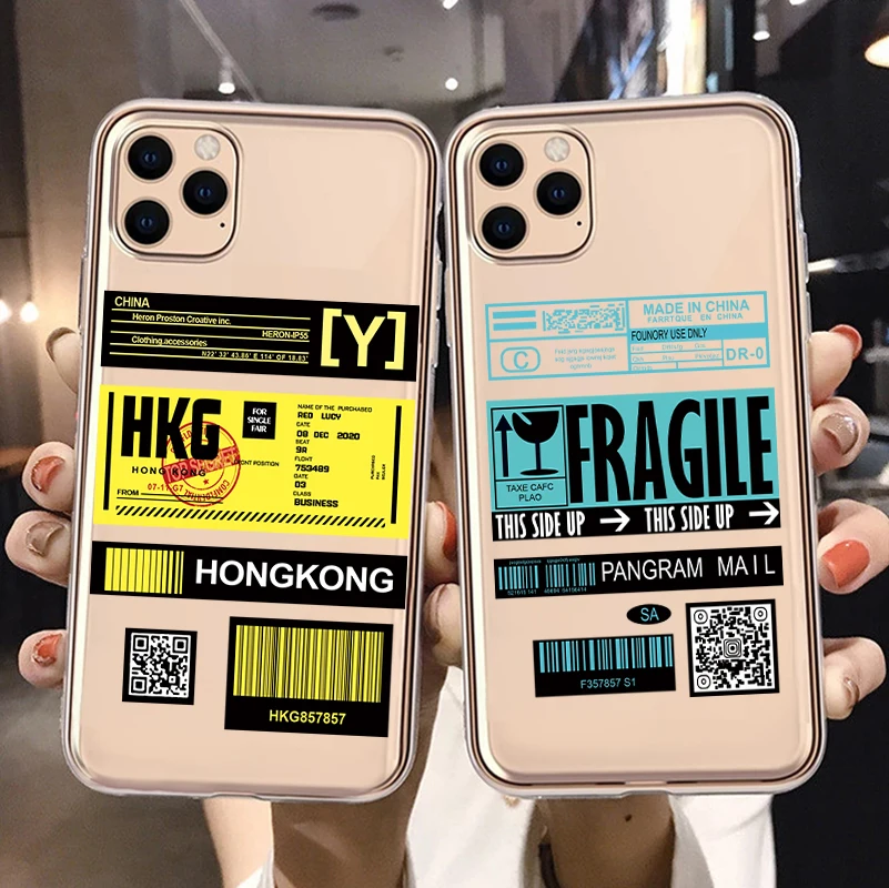 

Чехол для телефона с этикеткой билета авиакомпании и города для iPhone 11 12 13 Pro Max X XR XSMax 6S 7 8 Plus 12 13 Mini, прозрачный мягкий силиконовый чехол из ТПУ