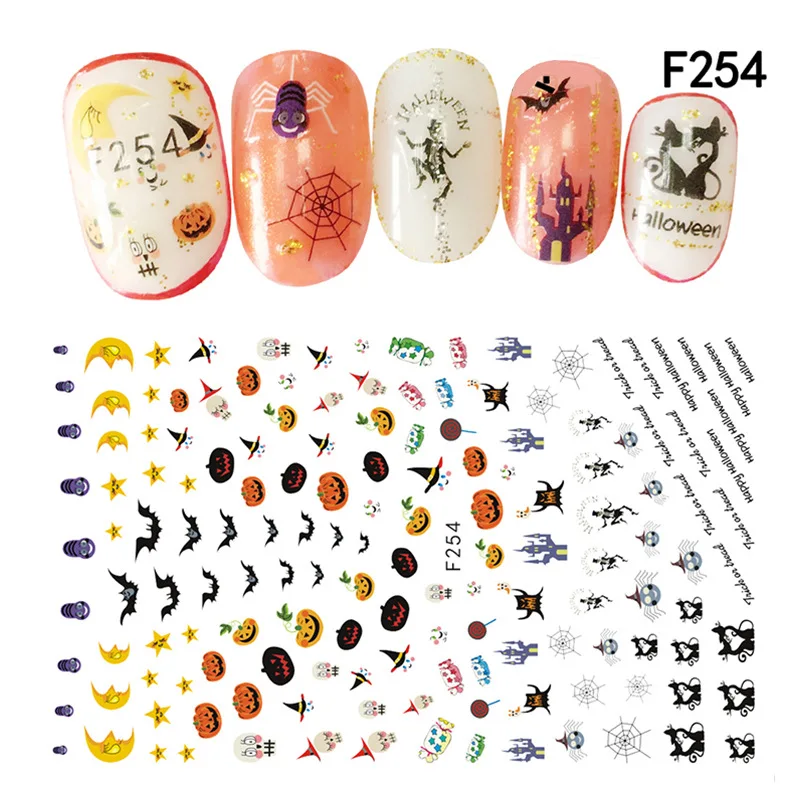 

3PCS 3D Nail Art Decorations Halloween Nail Applique Skull Pumpkin Sticker Festive Atmosphere Small Stickers for Manicure
