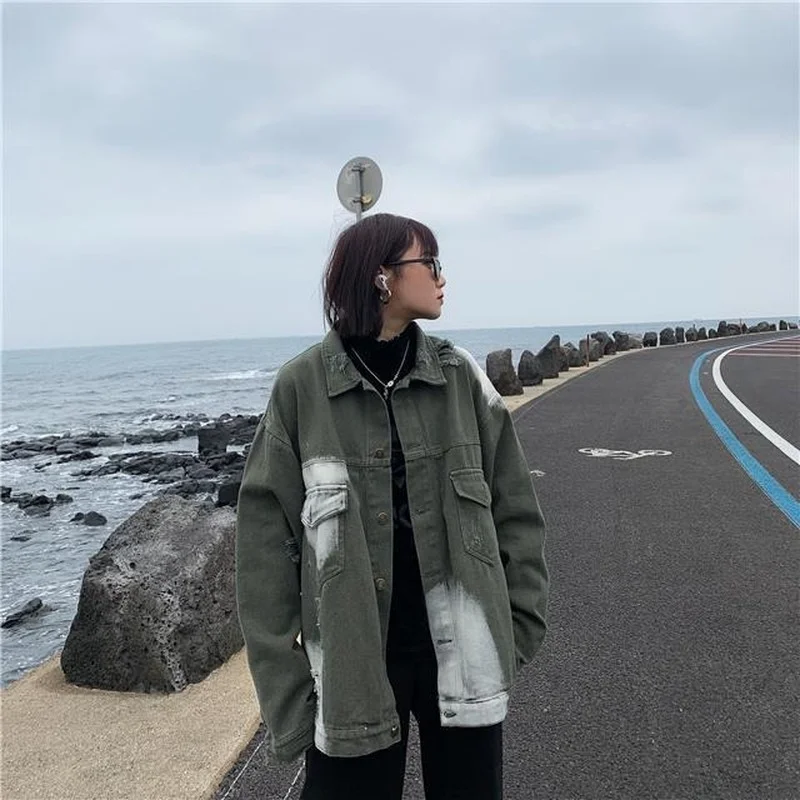 Куртка женская джинсовая в стиле бойфренд базовая Свободная верхняя одежда из