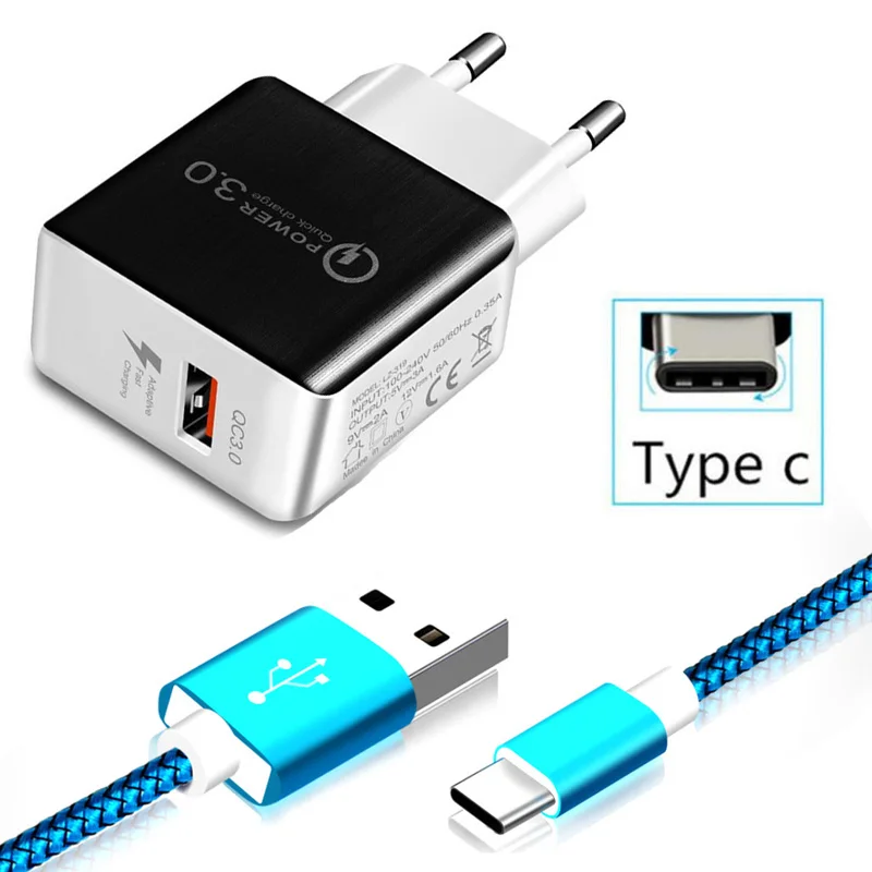 QC 3 0 быстрое зарядное устройство usb type C кабель для huawei P30 Pro P20 Lite mate 20 30 samsung S10 Note 10
