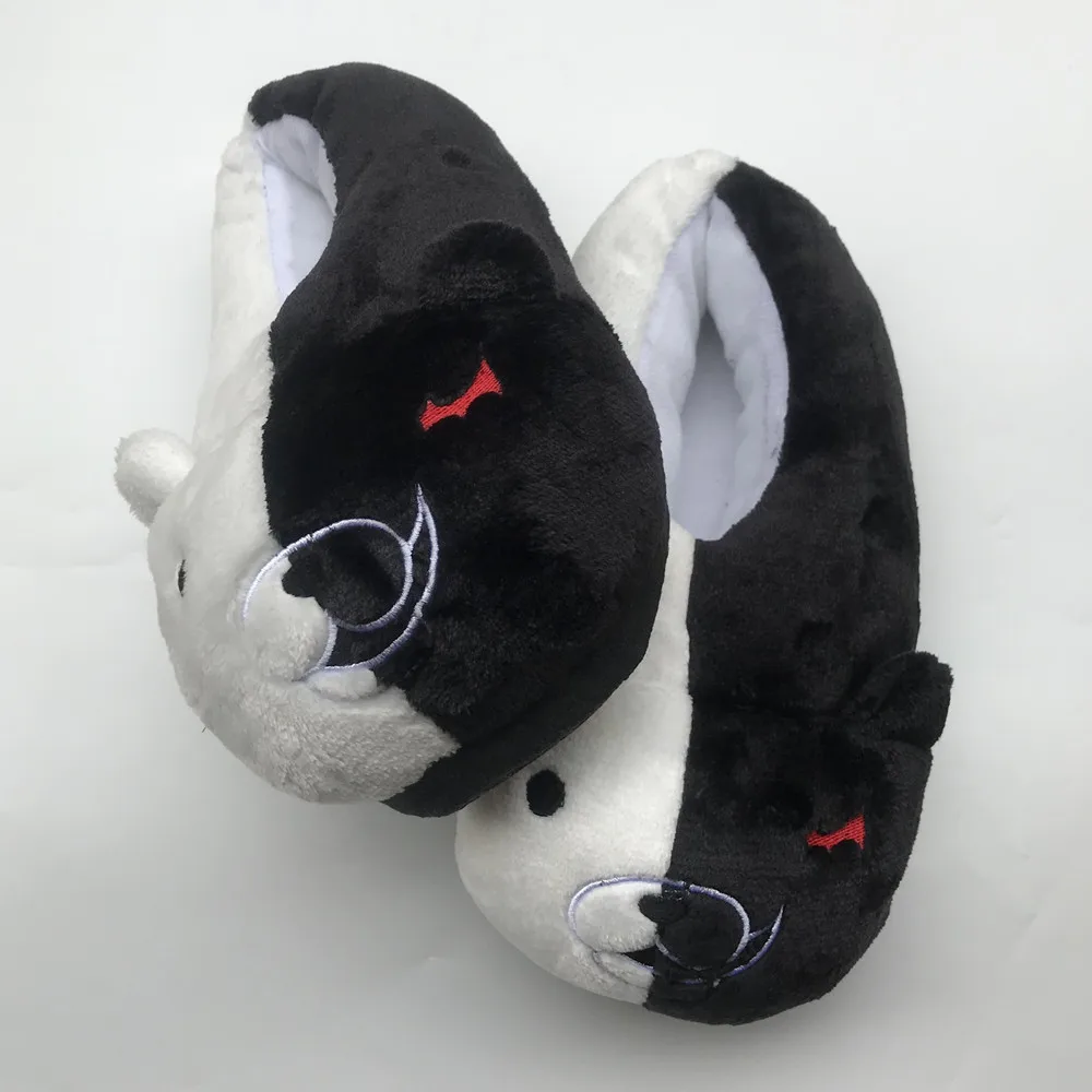 Косплей Монокума плюшевые домашние тапочки Danganronpa Цвет черный белый |