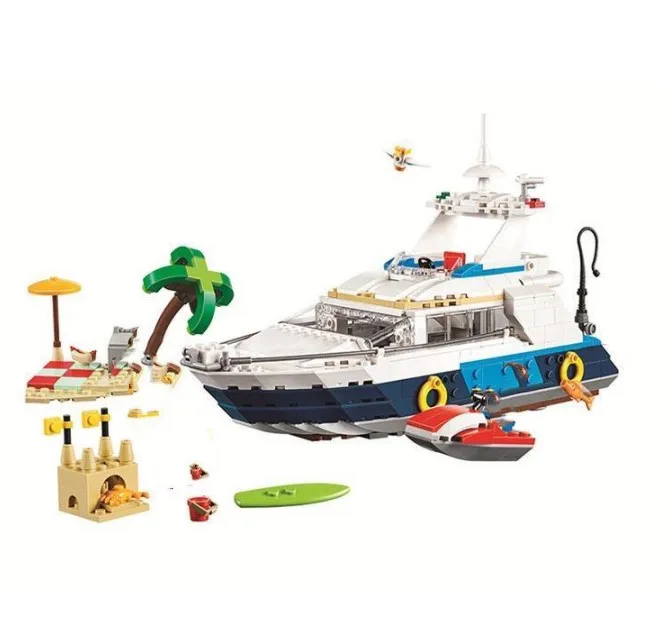 

Создатель города 3 в 1 в Приключения Yacht, строительные блоки, модель корабля, наборы для ухода за кожей Кирпичи Классические детские игрушки п...
