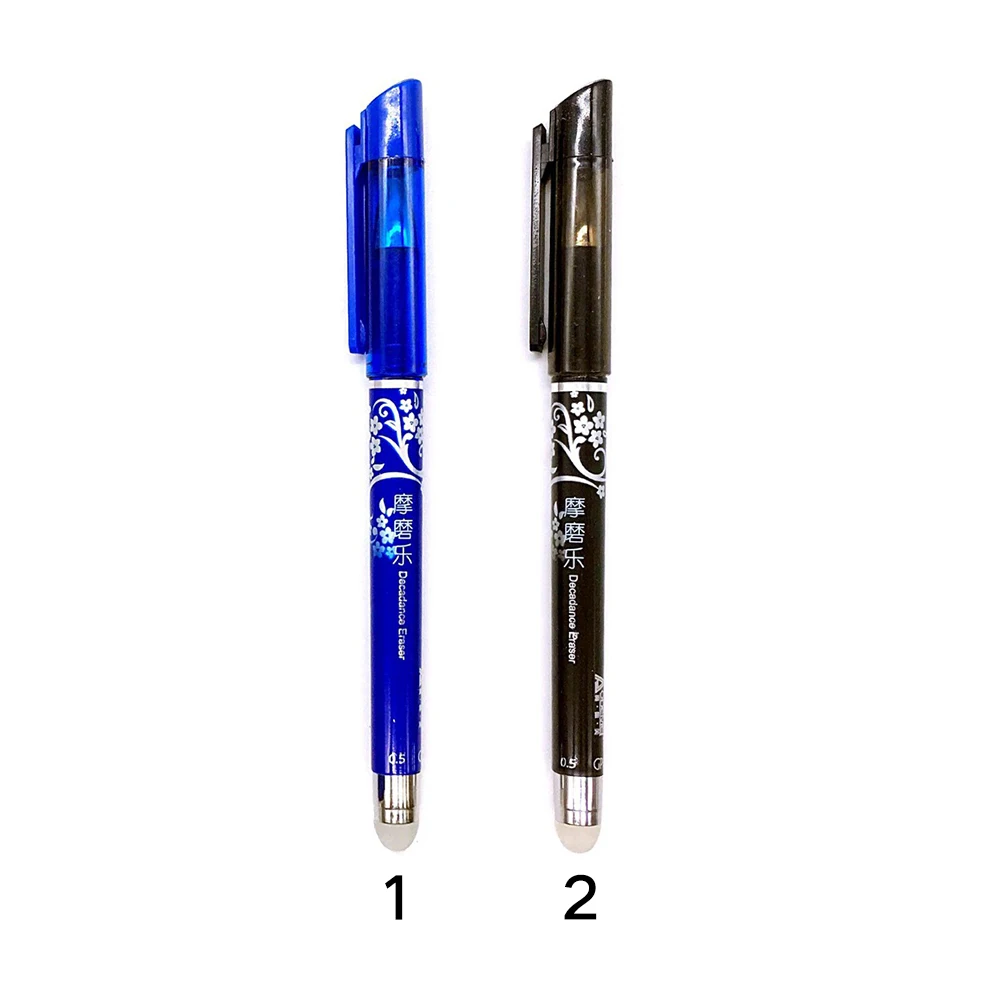 

12pcs/box Erasable Black Blue Refill Students Gel Pen Smooth Writing School Office Business Stationery 0.5mm Tip
