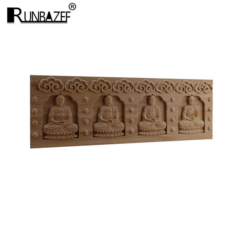 RUNBAZEF Buddha statue Ornamental Modern Antique Wood Lines Carving Decal Long Flower Wooden Corner Window Doors Hot Sale NEW